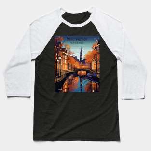 Amsterdam, Netherlands, Travel Print, Travel Wall Art, Travel Home Décor, Travel Gift Art Baseball T-Shirt